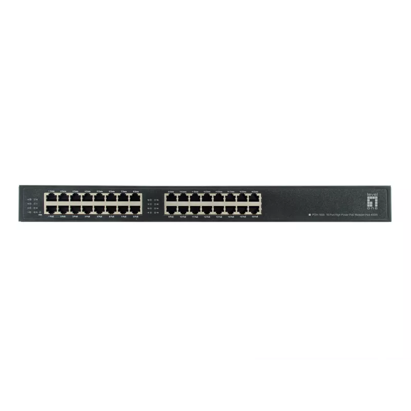 LevelOne POH-1620 Hub Midspan PoE de alta potencia de 16 puertos, 400 W