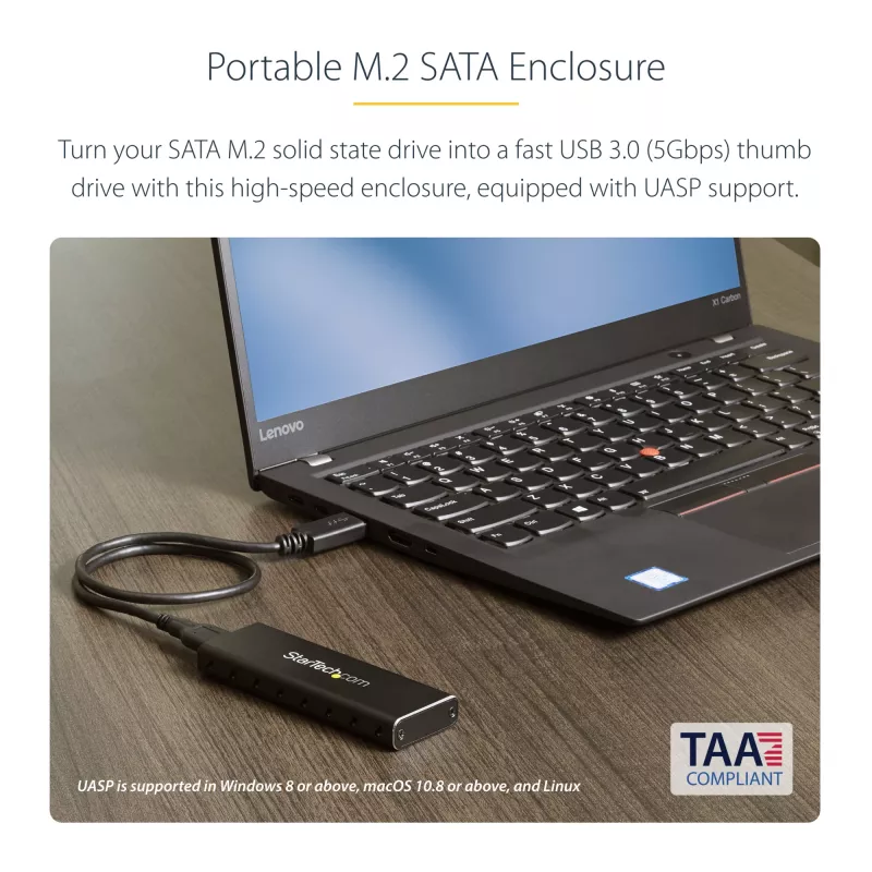 Carcasa para SSD M.2 StarTech.com para SSD M.2 SATA – USB 3.0 (5 Gbit/s) con UASP