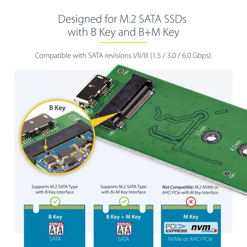 Carcasa para SSD M.2 StarTech.com para SSD M.2 SATA – USB 3.0 (5 Gbit/s) con UASP