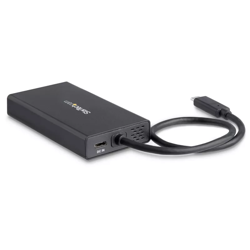 StarTech.com Adaptador multipuerto USB-C – Estación de acoplamiento de viaje USB-C con HDMI 4K – Power Delivery Pass-Through de 60 W, GbE, 2 puertos USB-A 3.0 Hub – Mini dock USB Type-C portátil para portátiles