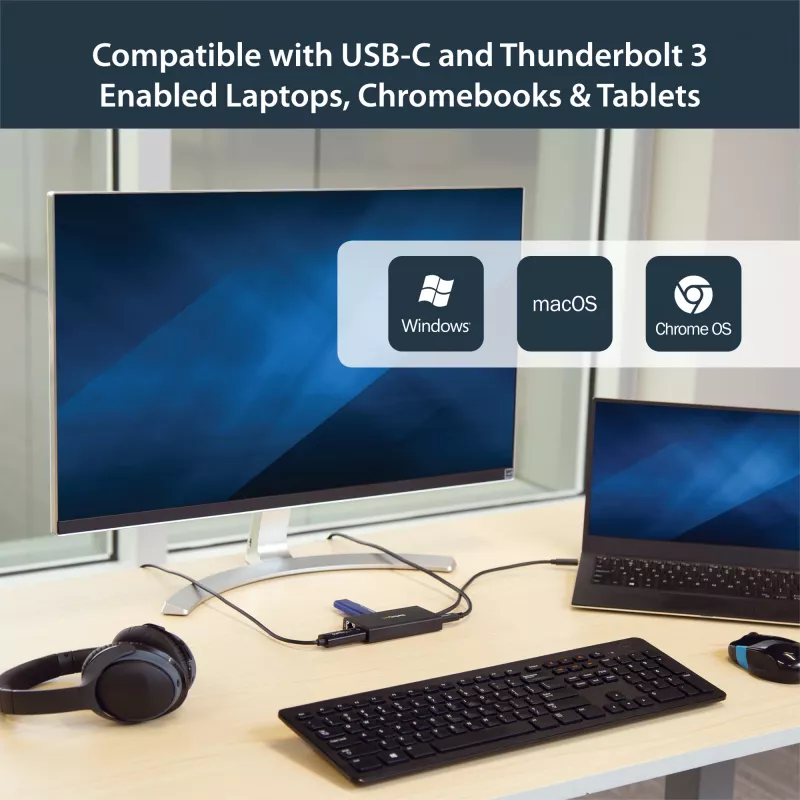 StarTech.com Adaptador multipuerto USB-C – Estación de acoplamiento de viaje USB-C con HDMI 4K – Power Delivery Pass-Through de 60 W, GbE, 2 puertos USB-A 3.0 Hub – Mini dock USB Type-C portátil para portátiles