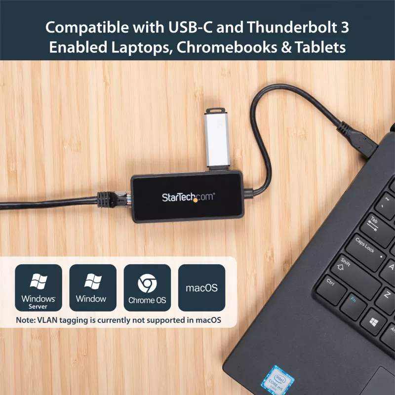 StarTech.com Adaptador de red USB-C a Gigabit con puerto USB 3.0 adicional