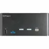 StarTech.com Conmutador KVM DisplayPort de 2 puertos para triple monitor – 4K 60Hz UHD HDR – KVM DP 1.2 de sobremesa con hub USB 3.0 de 2 puertos (5 Gbit/s) y 4 puertos USB 2.0 HID, audio – Conmutación por tecla de acceso rápido – TAA