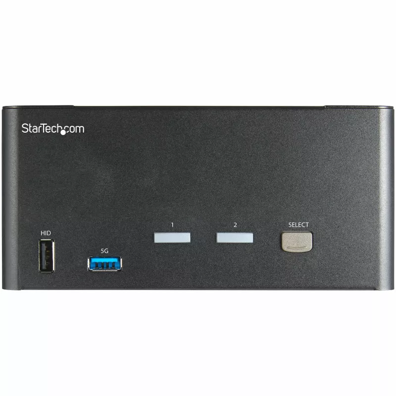 StarTech.com Conmutador KVM DisplayPort de 2 puertos para triple monitor – 4K 60Hz UHD HDR – KVM DP 1.2 de sobremesa con hub USB 3.0 de 2 puertos (5 Gbit/s) y 4 puertos USB 2.0 HID, audio – Conmutación por tecla de acceso rápido – TAA