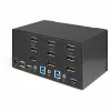 StarTech.com Conmutador KVM DisplayPort de 2 puertos para triple monitor – 4K 60Hz UHD HDR – KVM DP 1.2 de sobremesa con hub USB 3.0 de 2 puertos (5 Gbit/s) y 4 puertos USB 2.0 HID, audio – Conmutación por tecla de acceso rápido – TAA
