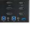 StarTech.com Conmutador KVM DisplayPort de 2 puertos para triple monitor – 4K 60Hz UHD HDR – KVM DP 1.2 de sobremesa con hub USB 3.0 de 2 puertos (5 Gbit/s) y 4 puertos USB 2.0 HID, audio – Conmutación por tecla de acceso rápido – TAA