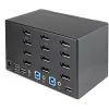 StarTech.com Conmutador KVM DisplayPort de 2 puertos para cuatro monitores – 4K 60Hz UHD HDR – KVM DP 1.2 4K de sobremesa con hub USB 3.0 de 2 puertos (5 Gbit/s) y 4 puertos USB 2.0 HID, audio – Conmutación por tecla de acceso rápido – TAA