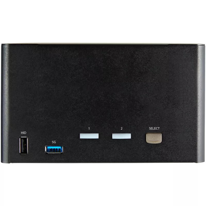 StarTech.com Conmutador KVM DisplayPort de 2 puertos para cuatro monitores – 4K 60Hz UHD HDR – KVM DP 1.2 4K de sobremesa con hub USB 3.0 de 2 puertos (5 Gbit/s) y 4 puertos USB 2.0 HID, audio – Conmutación por tecla de acceso rápido – TAA