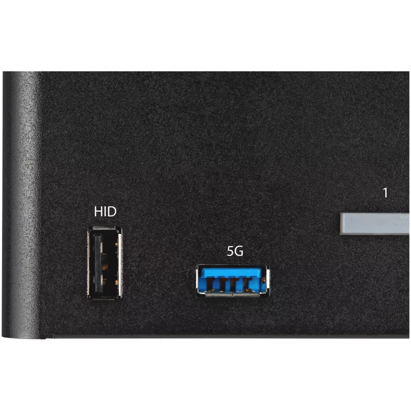 StarTech.com Conmutador KVM DisplayPort de 2 puertos para cuatro monitores – 4K 60Hz UHD HDR – KVM DP 1.2 4K de sobremesa con hub USB 3.0 de 2 puertos (5 Gbit/s) y 4 puertos USB 2.0 HID, audio – Conmutación por tecla de acceso rápido – TAA