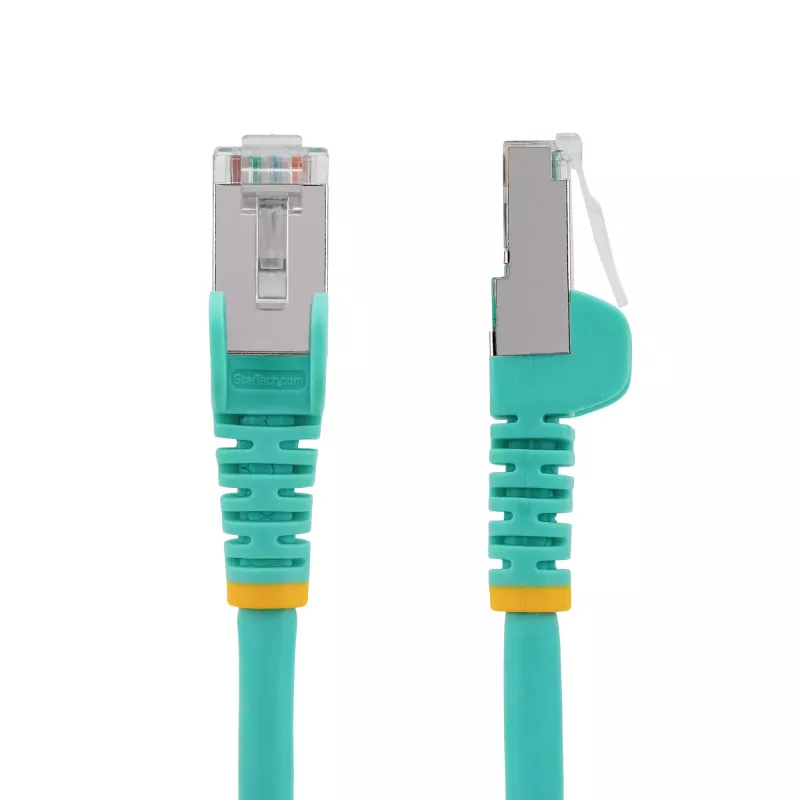 StarTech.com Cable Ethernet CAT6a de 50cm – Aqua – Low Smoke Zero Halogen (LSZH) – 10GbE 500MHz 100W PoE++ RJ-45 sin enganches con alivio de tensión Cable de red S/FTP