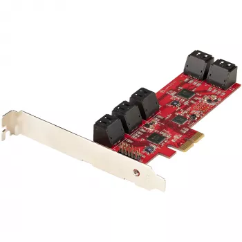 StarTech.com Tarjeta SATA PCIe - Tarjeta de expansión PCIe SATA de 10 puertos - 6 Gbit/s - Perfil bajo/completo - Conectores SATA apilados - ASM1062 Non-RAID - Convertidor/adaptador PCI Express a SATA