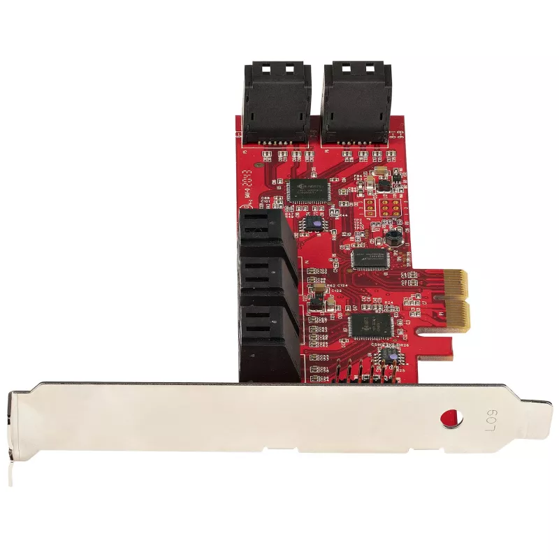 StarTech.com Tarjeta SATA PCIe - Tarjeta de expansión PCIe SATA de 10 puertos - 6 Gbit/s - Perfil bajo/completo - Conectores SATA apilados - ASM1062 Non-RAID - Convertidor/adaptador PCI Express a SATA