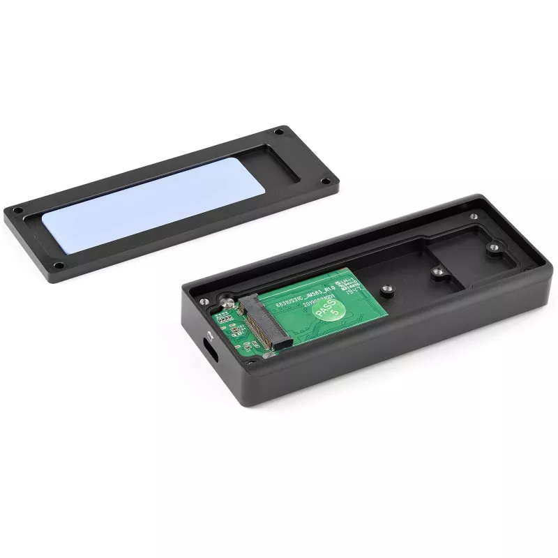 StarTech.com M2E1BRU31C carcasa para SSD M.2 NVMe PCIe, USB-C 10 Gbit/s (USB 3.2 Gen 2), aluminio resistente, M-Key, IP67, compatible con Thunderbolt 3, negro
