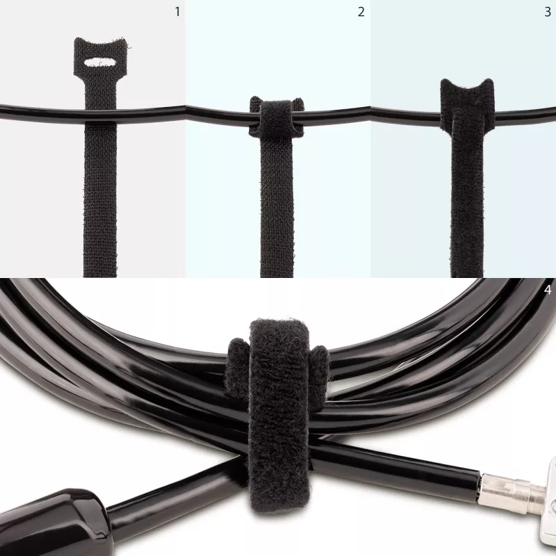 StarTech.com Bridas de velcro de 6in - pack de 50 - negro - bridas reutilizables - ajustables y flexibles - organizador de cables para gestión de cables - bridas con lazo de alambre