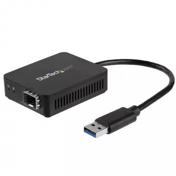 StarTech.com Convertidor USB 3.0 a fibra óptica - Adaptador USB a SFP abierto compacto - Adaptador de red USB a Gigabit - Adaptador USB 3.0 a fibra óptica, compatible con fibra multimodo (MMF)/monomodo (SMF)