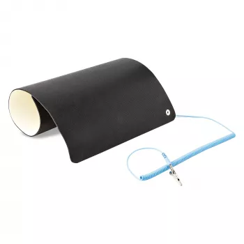 StarTech.com Alfombrilla antiestática, alfombrilla ESD para reparación de electrónica, alfombrilla antiestática de mesa/escritorio con cable de toma de tierra desmontable, ANSI/ESD S 4.1, superficie de trabajo/alfombrilla termoplástica flexible, 28x46cm (11x18