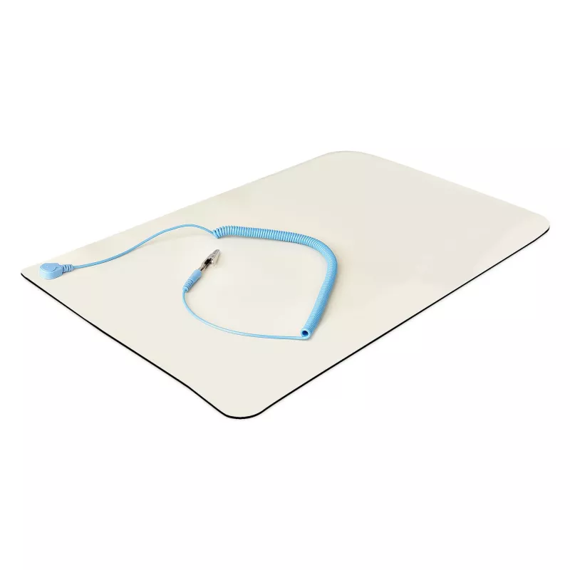 StarTech.com Alfombrilla antiestática, alfombrilla ESD para reparación de electrónica, alfombrilla antiestática de mesa/escritorio con cable de toma de tierra desmontable, ANSI/ESD S 4.1, superficie de trabajo/alfombrilla termoplástica flexible, 28x46cm (11x18