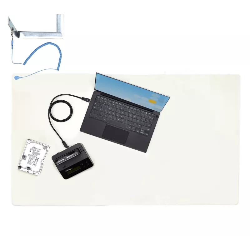 StarTech.com Alfombrilla antiestática, alfombrilla ESD para reparación de electrónica, alfombrilla antiestática de mesa/escritorio con cable de toma de tierra desmontable, ANSI/ESD S 4.1, superficie de trabajo/alfombrilla termoplástica flexible, 60 x 120 cm