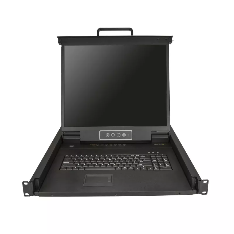 StarTech.com Consola KVM para rack de 8 puertos con cables de 1,8 m – KVM switch integrado con monitor LCD de 19 pulgadas – Cajón KVM LCD de 1U con todas las funciones – KVM OSD – Duradero, 50.000 horas de MTBF – Compatible con USB + VGA