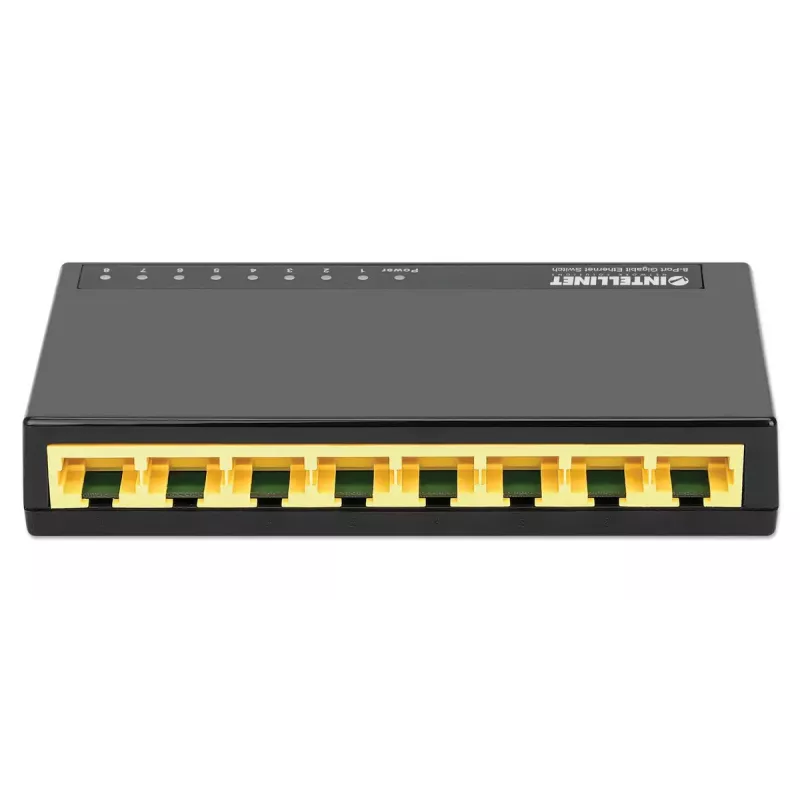 Intellinet Switch Gigabit Ethernet de 8 puertos, tamaño sobremesa, plástico, IEEE 802.3az (Energy Efficient Ethernet), negro