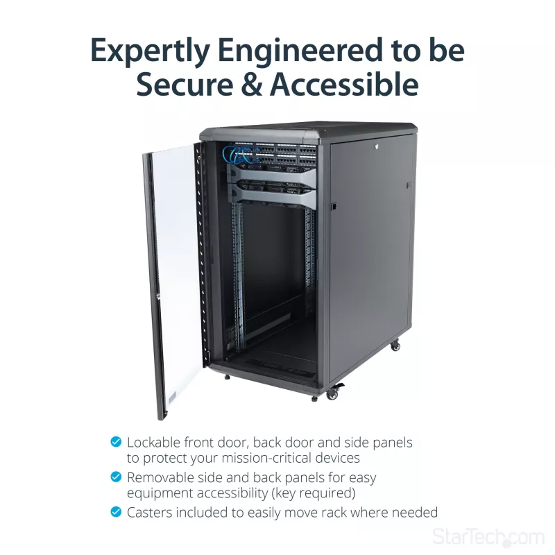 StarTech.com Rack de servidores de 4 postes 22U, armario de datos de 19