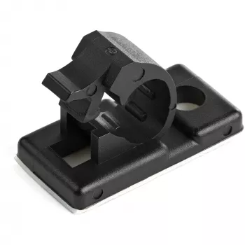 StarTech.com 100 clips autoadhesivos para gestión de cables negro – organizador de cables de red/Ethernet/escritorio/ordenador – soporte adhesivo para cables – clip autoadhesivo de nailon UL/94V-2 ignífugo