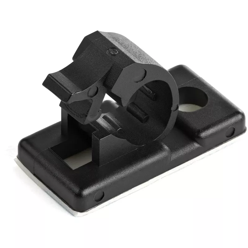 StarTech.com 100 clips autoadhesivos para gestión de cables negro – organizador de cables de red/Ethernet/escritorio/ordenador – soporte adhesivo para cables – clip autoadhesivo de nailon UL/94V-2 ignífugo