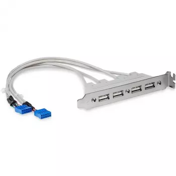StarTech.com USBPLATE4 adaptador de ranura USB 2.0 de 4 puertos hembra con 2 conectores de 10 pines para placa base
