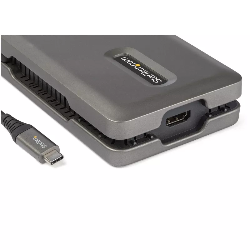 StarTech.com adaptador multipuerto USB-C – USB-C a HDMI 2.0 4K 60 Hz – hub USB de 2 puertos de 10 Gbit/s – 100 W Power Delivery Pass-Through – GbE – SD/MicroSD – mini dock USB Type-C – cable de 25 cm
