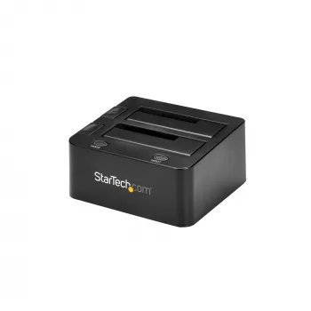 StarTech.com base de acoplamiento para discos duros Dual-Bay USB 3.0 a SATA, dock USB para discos duros, base de acoplamiento externa para SSD/HDD SATA I/II/III de 2,5/3,5 pulgadas, bahía de disco duro hot-swap, carga superior