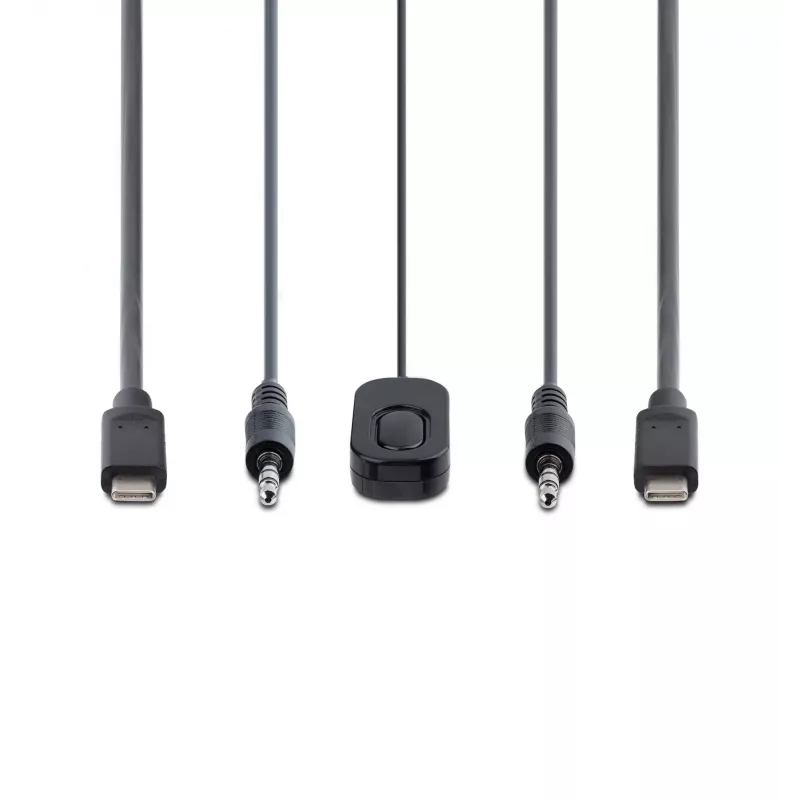 StarTech.com switch KVM de 2 puertos USB-C con cables, salida DisplayPort 4K 60Hz, KVM compacto con cables integrados de 1,2 m USB Type-C/audio, alimentado por bus - botón de control remoto/conmutación por tecla de acceso rápido
