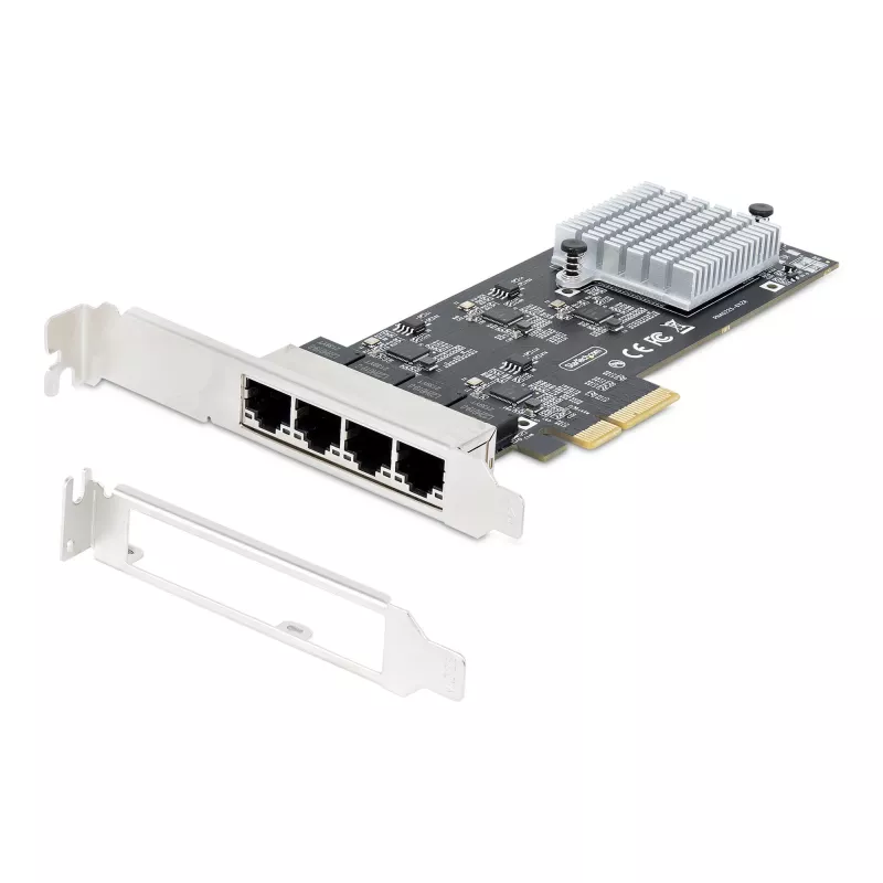 StarTech.com tarjeta de red PCIe 4 puertos 2,5 Gbit/s NBASE-T, Intel I225-V, tarjeta de red para ordenador de cuatro puertos, NIC multi-gigabit, tarjeta LAN PCI Express para servidor, interfaz Ethernet para sobremesa