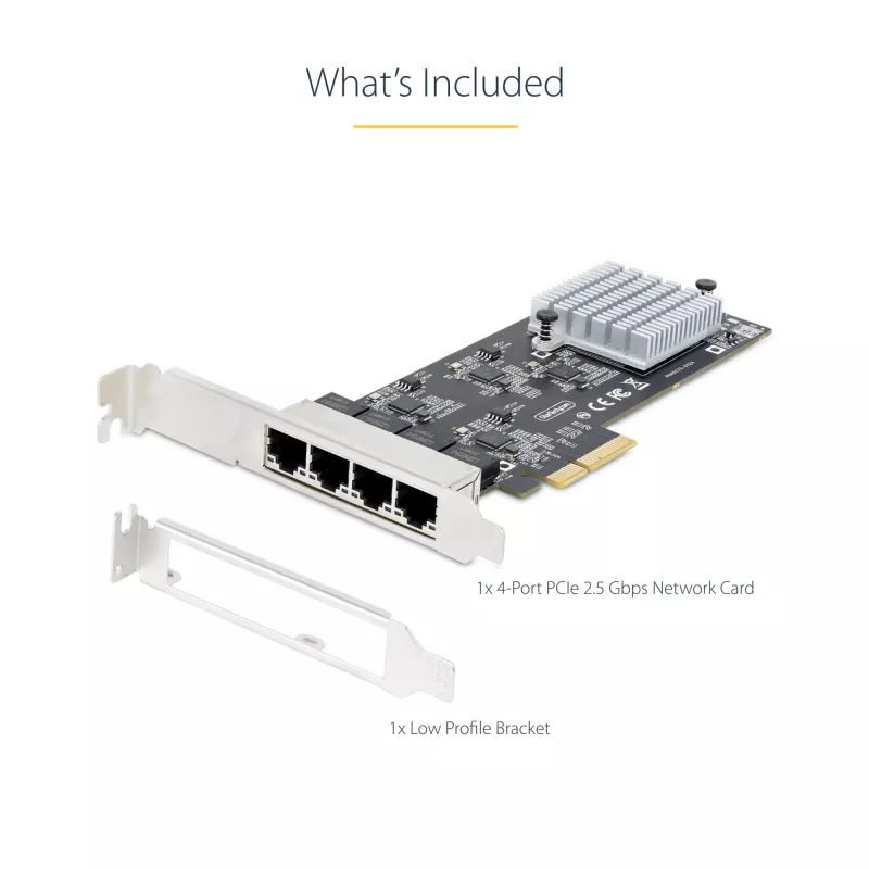 StarTech.com tarjeta de red PCIe 4 puertos 2,5 Gbit/s NBASE-T, Intel I225-V, tarjeta de red para ordenador de cuatro puertos, NIC multi-gigabit, tarjeta LAN PCI Express para servidor, interfaz Ethernet para sobremesa
