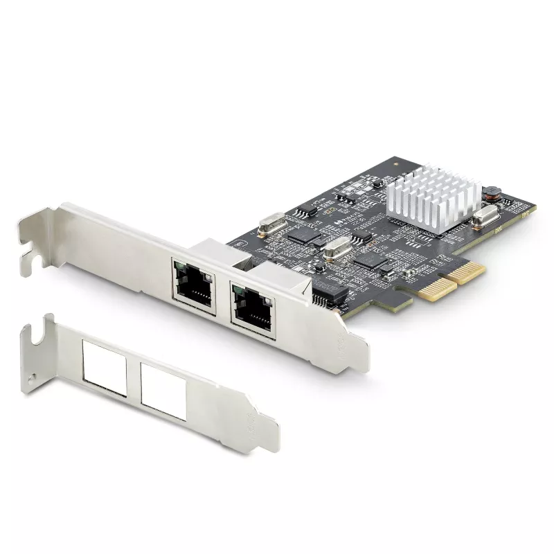 StarTech.com tarjeta de red PCIe 2 puertos 2.5Gbps NBASE-T, Intel I225-V, tarjeta de red para ordenador de dos puertos, NIC multi-gigabit, tarjeta LAN PCI Express para servidor, interfaz Ethernet para sobremesa