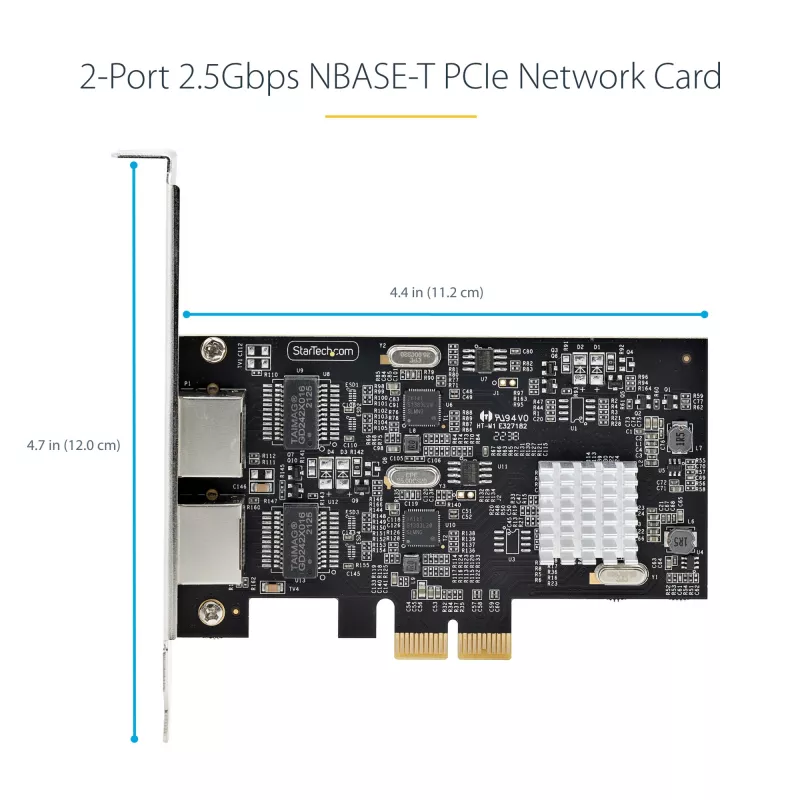 StarTech.com tarjeta de red PCIe 2 puertos 2.5Gbps NBASE-T, Intel I225-V, tarjeta de red para ordenador de dos puertos, NIC multi-gigabit, tarjeta LAN PCI Express para servidor, interfaz Ethernet para sobremesa