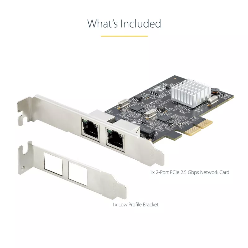 StarTech.com tarjeta de red PCIe 2 puertos 2.5Gbps NBASE-T, Intel I225-V, tarjeta de red para ordenador de dos puertos, NIC multi-gigabit, tarjeta LAN PCI Express para servidor, interfaz Ethernet para sobremesa