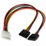 StarTech.com PYO2LP4SATA 12 in cable adaptador en Y de alimentación de LP4 a 2x SATA, Molex de 4 pines (macho) a 2x SATA de 15 pines (hembra), 30 cm