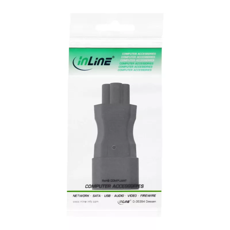 Adaptador de fuente de alimentación InLine IEC 60320 C14 / C5, 3 polos, dispositivo IEC / portátil
