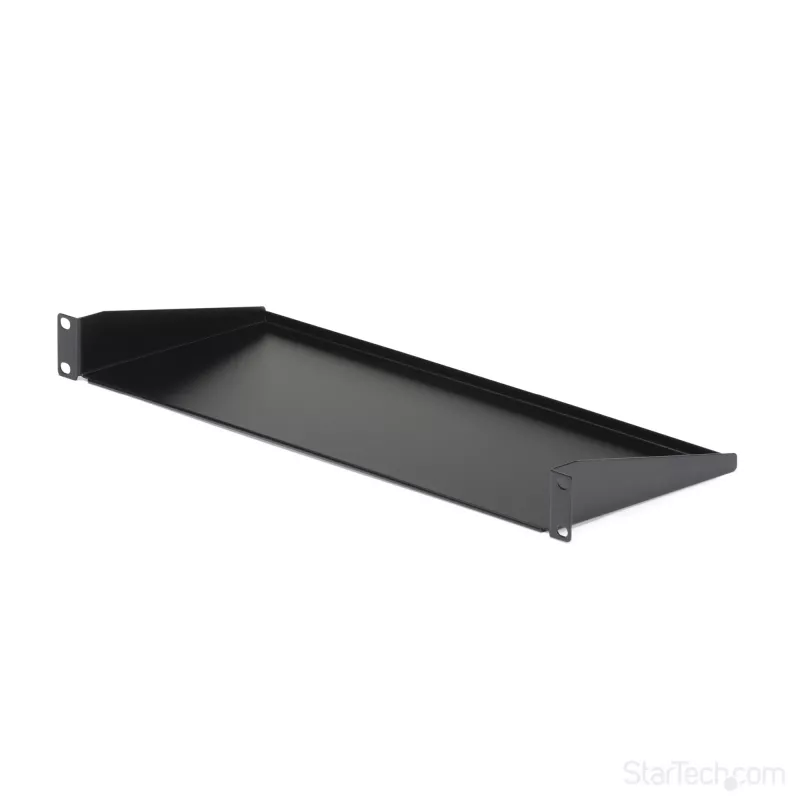 StarTech.com CABSHELF1U bandeja para rack de servidor 1U, bandeja voladiza fija para rack/armario de 19 pulgadas, 17,7 cm (7 pulgadas) de profundidad, capacidad de 15 kg (33 lb), con tuercas enjauladas y tornillos, negra