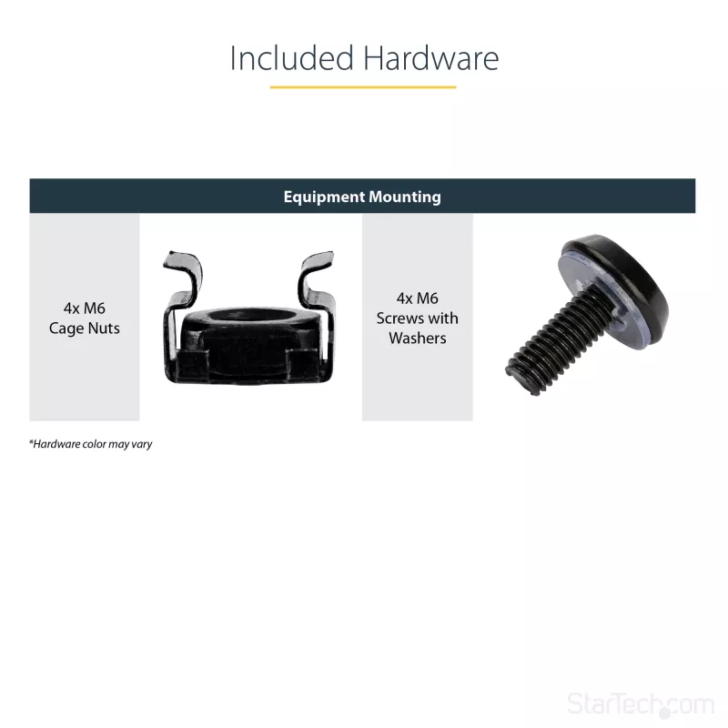 StarTech.com CABSHELF1U bandeja para rack de servidor 1U, bandeja voladiza fija para rack/armario de 19 pulgadas, 17,7 cm (7 pulgadas) de profundidad, capacidad de 15 kg (33 lb), con tuercas enjauladas y tornillos, negra
