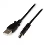 StarTech.com cable de alimentación USB a 5,5 mm – conector macho hueco tipo N – 1 m, 1 m, USB A, conector macho hueco tipo N