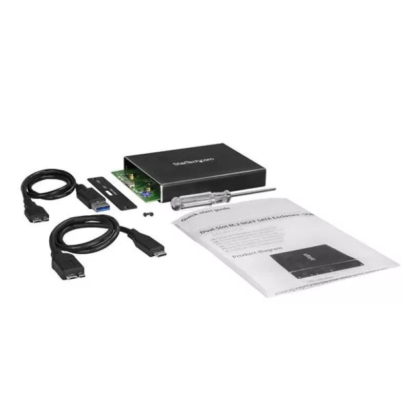 StarTech.com carcasa de unidad de doble ranura para SSD M.2 SATA - USB 3.1 (10 Gbit/s) - RAID