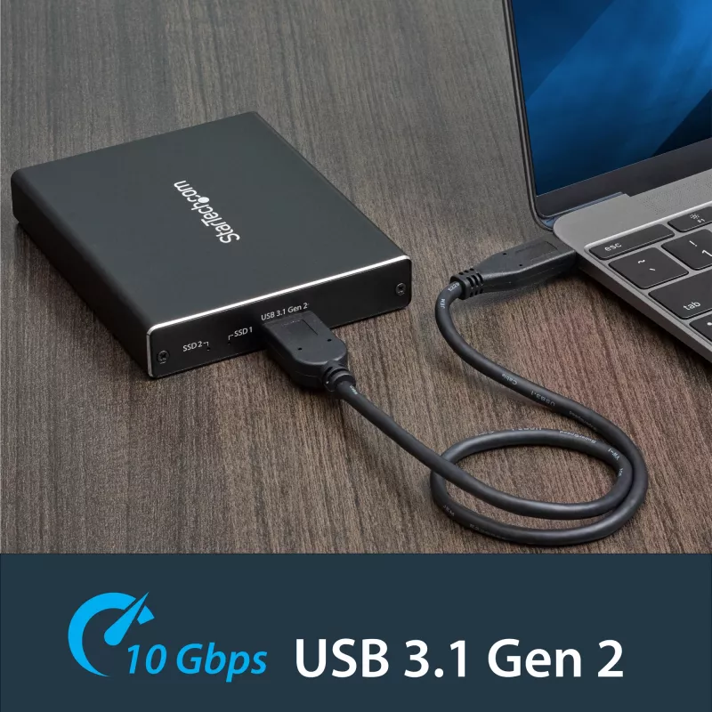 StarTech.com carcasa de unidad de doble ranura para SSD M.2 SATA - USB 3.1 (10 Gbit/s) - RAID
