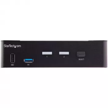 StarTech.com switch KVM HDMI de 2 puertos - monitor único 4K 60Hz Ultra HD HDR - switch KVM HDMI 2.0 para sobremesa con hub USB 3.0 de 2 puertos (5 Gbit/s) y 4x USB 2.0 HID, audio - conmutación por tecla de acceso rápido - TAA
