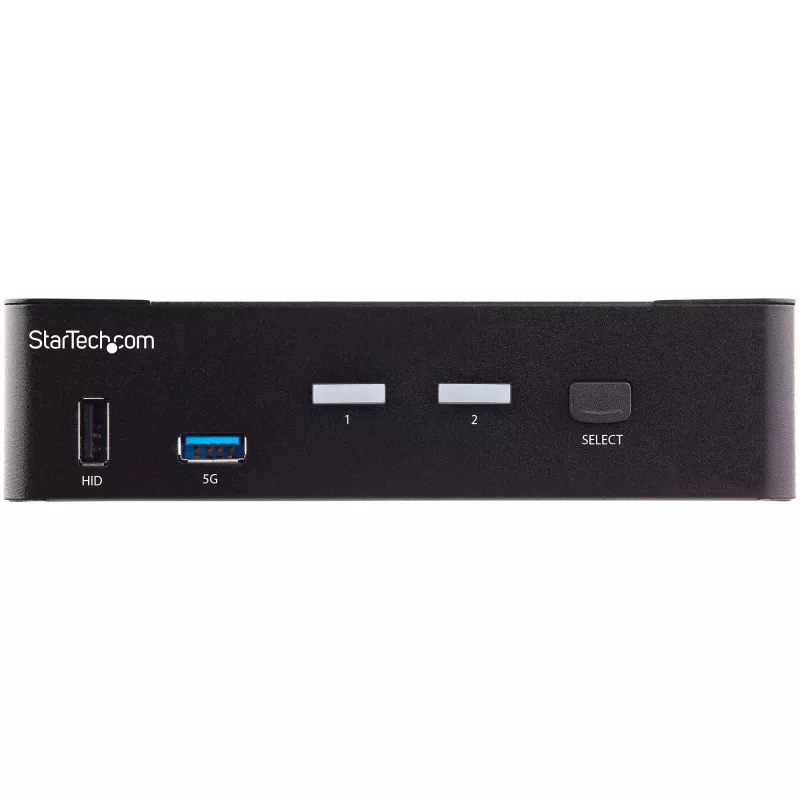 StarTech.com switch KVM HDMI de 2 puertos - monitor único 4K 60Hz Ultra HD HDR - switch KVM HDMI 2.0 para sobremesa con hub USB 3.0 de 2 puertos (5 Gbit/s) y 4x USB 2.0 HID, audio - conmutación por tecla de acceso rápido - TAA