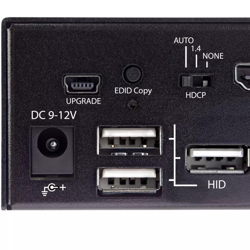 StarTech.com switch KVM HDMI de 2 puertos - monitor único 4K 60Hz Ultra HD HDR - switch KVM HDMI 2.0 para sobremesa con hub USB 3.0 de 2 puertos (5 Gbit/s) y 4x USB 2.0 HID, audio - conmutación por tecla de acceso rápido - TAA