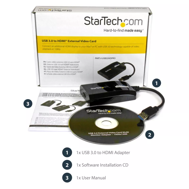 StarTech.com adaptador USB 3.0 a HDMI - certificado DisplayLink - 1080p (1920x1200) - adaptador convertidor USB Type-A a HDMI para monitor - tarjeta gráfica y de vídeo externa - Windows/Mac