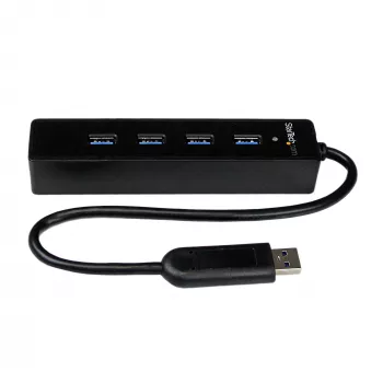 StarTech.com hub USB 3.0 SuperSpeed portátil de 4 puertos con cable integrado