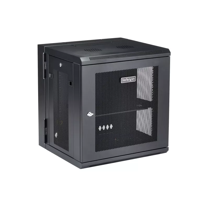 StarTech.com armario de red de montaje en pared 4 postes 12U con bandeja 1U, rack de servidor de pared abatible de 19
