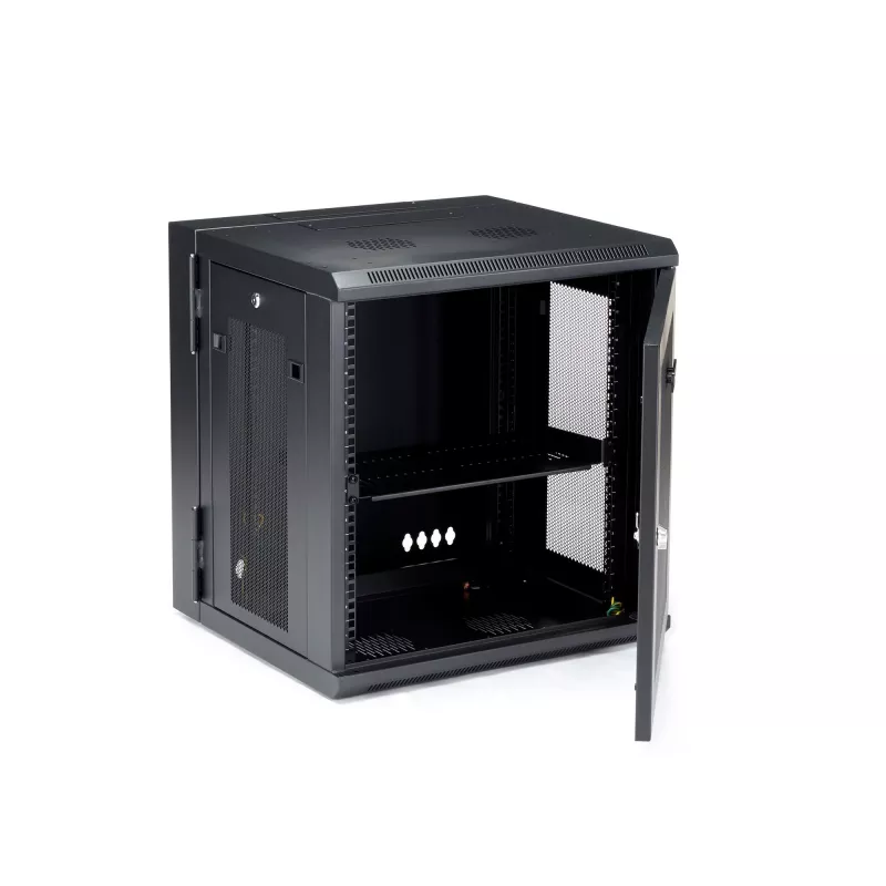 StarTech.com armario de red de montaje en pared 4 postes 12U con bandeja 1U, rack de servidor de pared abatible de 19
